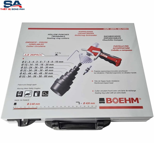 Bộ đột lỗ gioăng 2-60mm Boehm JLB260PACC - Ảnh 4