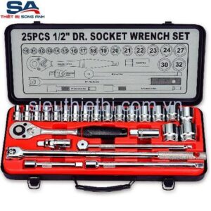 Bộ típ 1/2" 25 cái hộp sắt Gestar 299-095