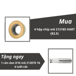 Combo 4 hộp chíp mã 212185 HART (R2.5) tặng 1 cán dao D16 mã 212070 16 (4 lưỡi cắt)