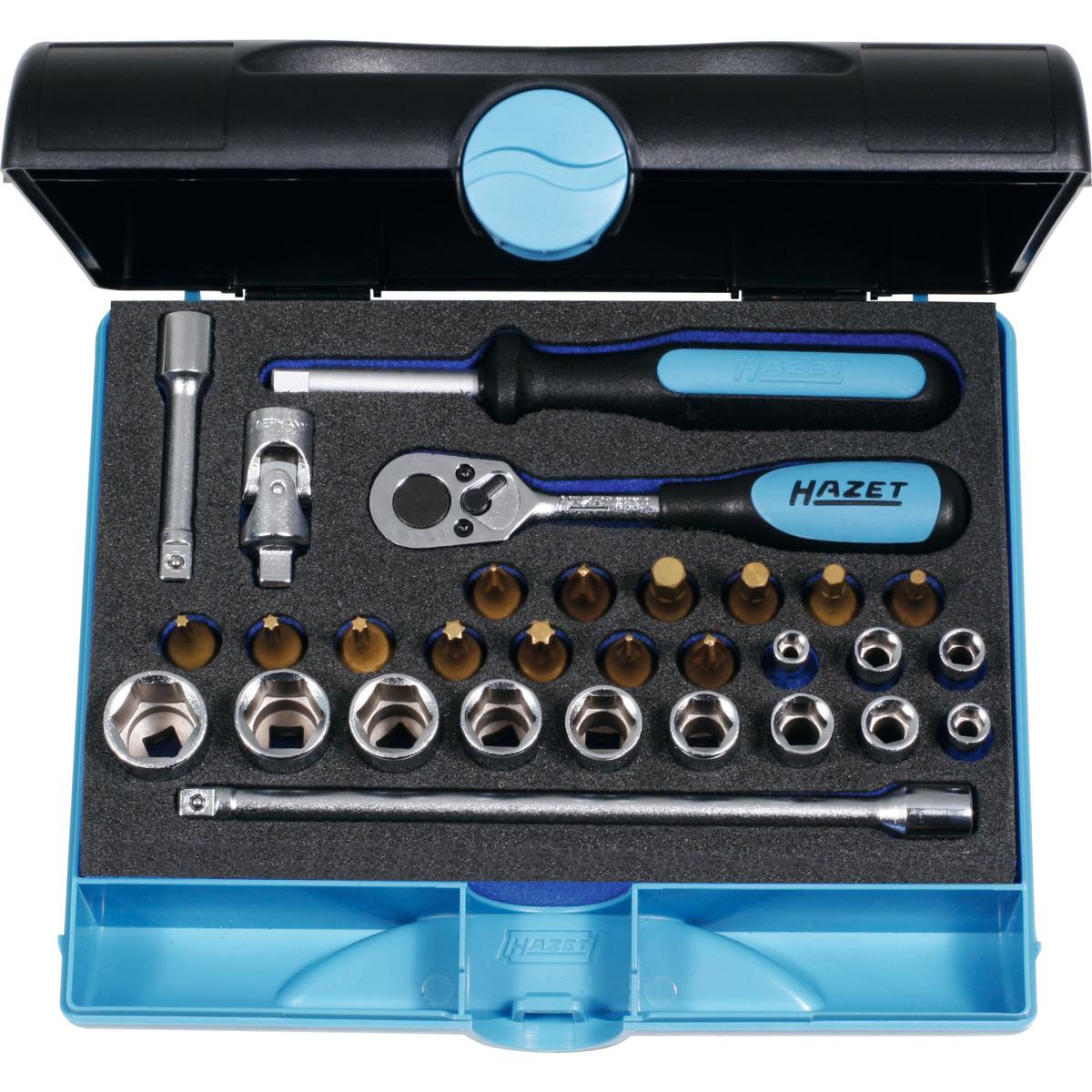 BỘ SOCKET 1/4 INCH CÓ LỚP PHỦ VÀNG TIN, 30 CHI TIẾT HAZET®