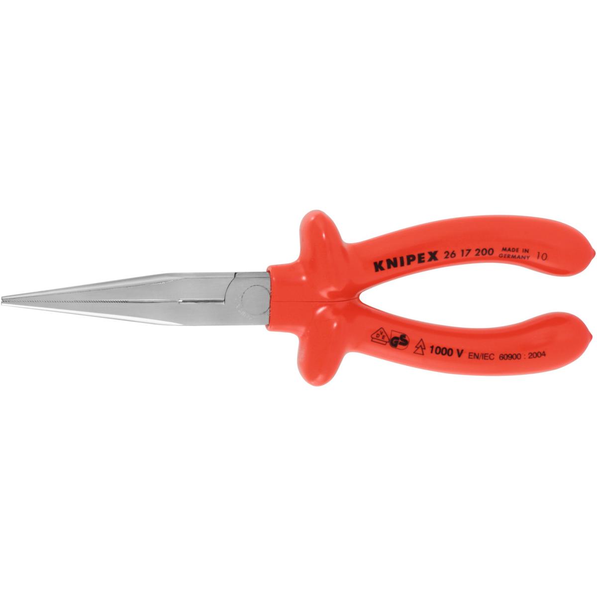 KÌM MŨI NHỌN KNIPEX DÀI 200 MM TAY CẦM ĐÚC CÁCH ĐIỆN 1000 V 26 17 200
