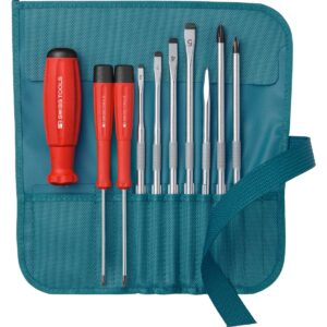 BỘ TUA VÍT 10 CHI TIẾT TRONG TÚI CUỘN MÀU XANH PB SWISS TOOLS PB 8218.PE
