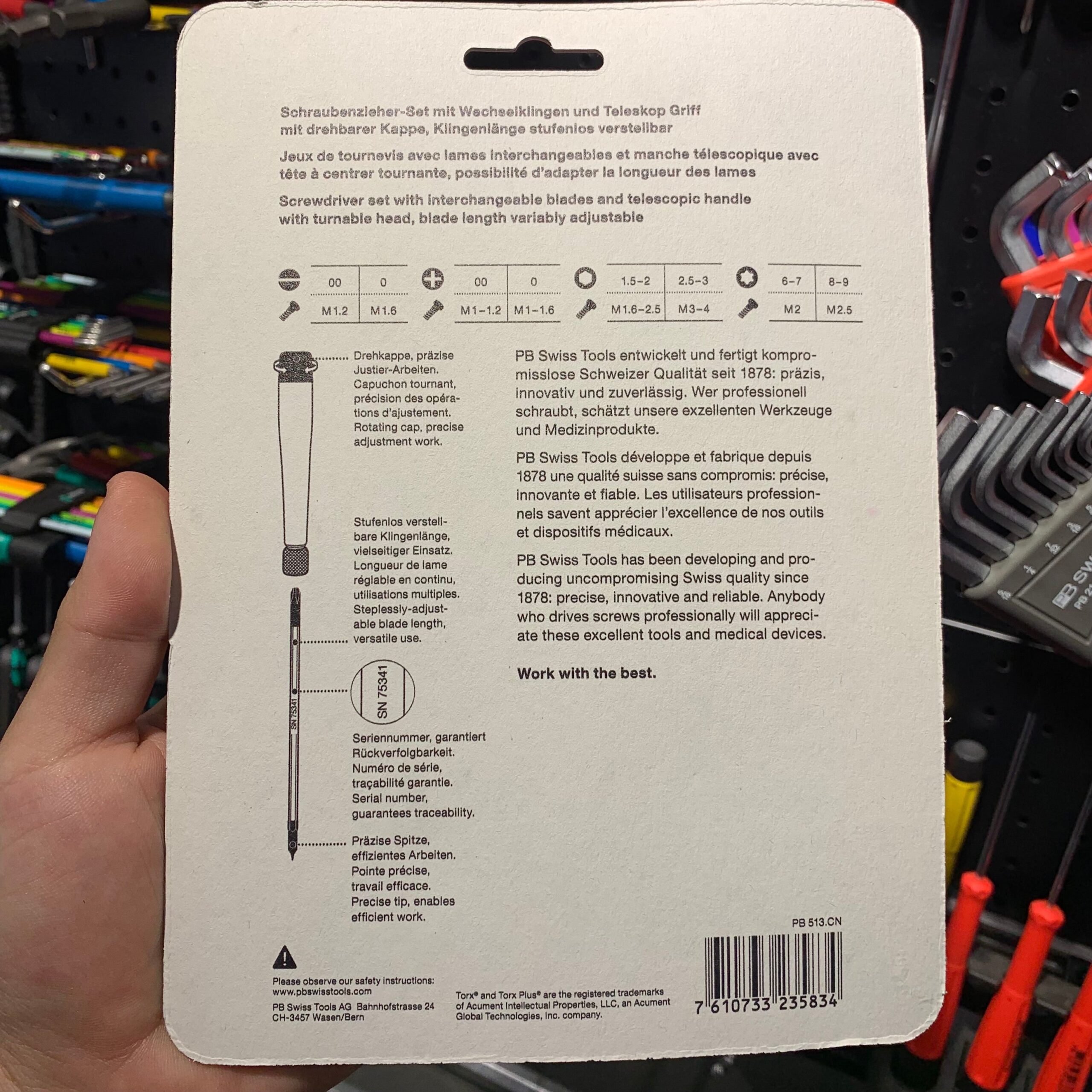 BỘ TUA VÍT MỞ LINH KIỆN ĐIỆN TỬ 6 BITS 12 ĐẦU PB SWISS TOOLS PB 513.CN - Ảnh 3