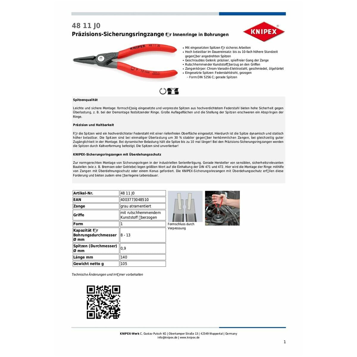 KÌM MỞ PHE TRONG D8-13MM KNIPEX 48 11 J0 - Ảnh 8