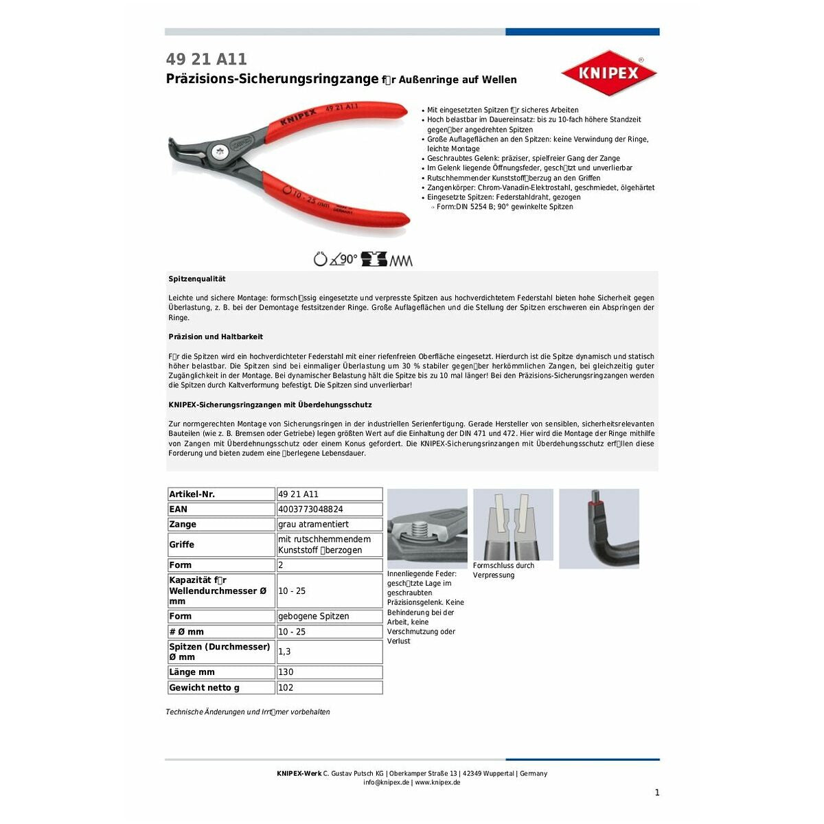 KÌM MỞ PHE NGOÀI D10-25MM KNIPEX 49 21 A11 - Ảnh 6