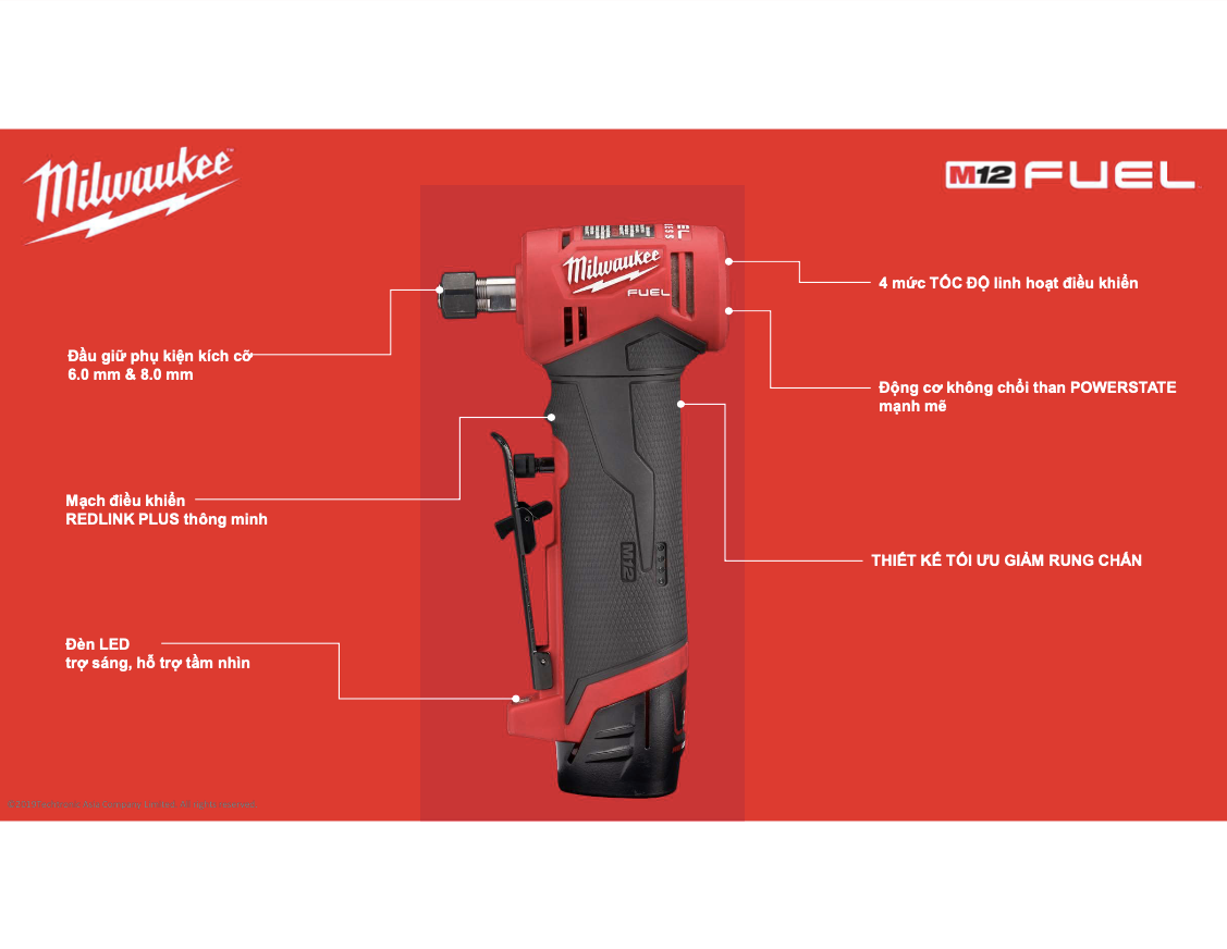 Máy mài khuôn góc MILWAUKEE M12 FDGA-0 (bare) - Ảnh 3