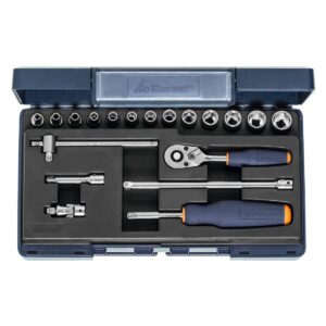 SOCKET SET 1/4 SQ/DR 19 PCS
