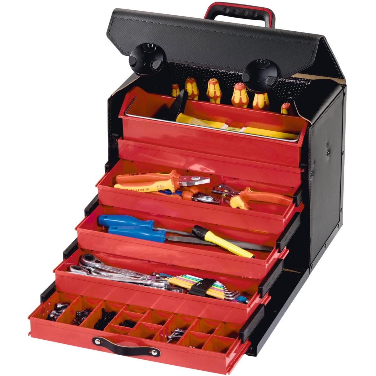 VALY ĐỰNG DỤNG CỤ 4 NGĂN BỌC DA CAO CẤP, CÓ BÁNH XE VÀ CẦN KÉO DÀI PARAT® - Ảnh 10