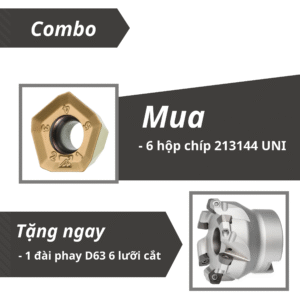Combo 6 hộp chíp 213144 UNI tặng 1 đài phay D63 6 lưỡi cắt