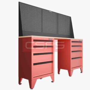 Tủ dụng cụ CSPS dài 183cm Rộng 41cm - 2 tủ - 08 học kéo chân cố định màu đỏ