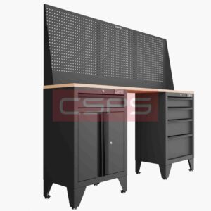 Tủ dụng cụ CSPS dài 183cm Rộng 41cm - 2 tủ - 05 học kéo chân cố định màu đen